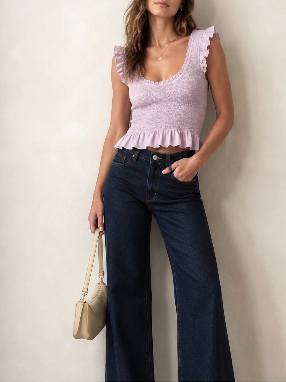 LoveShackFancy Smock Ruffled Cropped Top NWOT